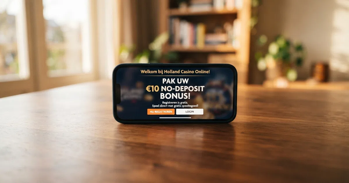 Een aanmeldscherm van een Nederlands online casino met een welkomstbonus zonder storting