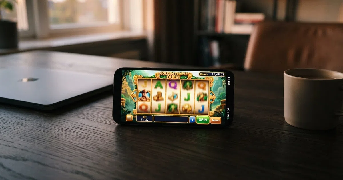 Startscherm van een buitenlands online casino met slots en een welkomstbonusbanner