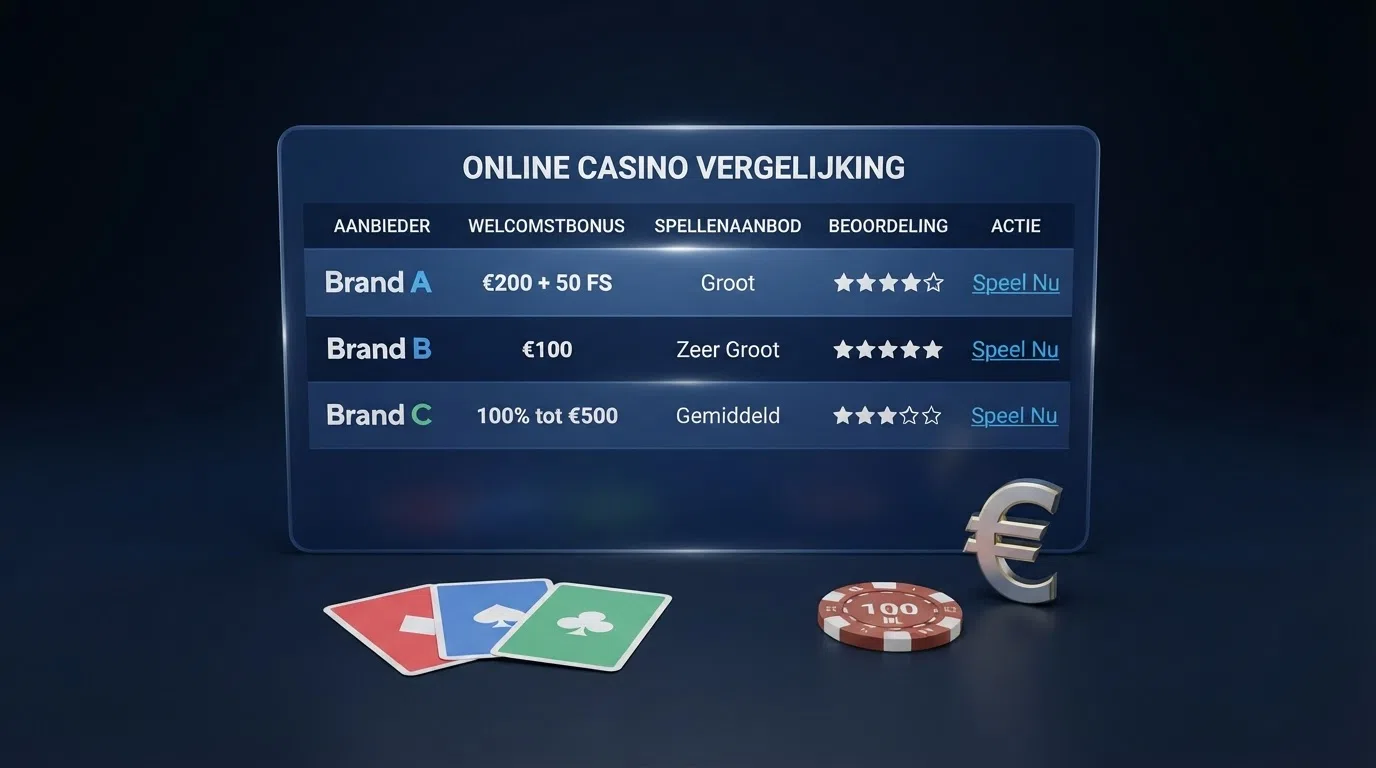 Een rij casinologo's met daarboven beoordelingssterren en bonusbedragen in bitcoin weergegeven