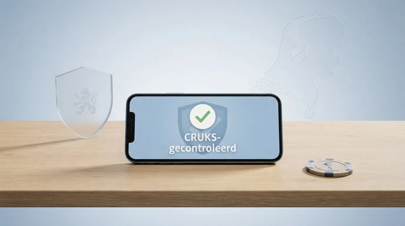 Het KSA-logo naast een CRUKS-scherm met een groen vinkje op een smartphone