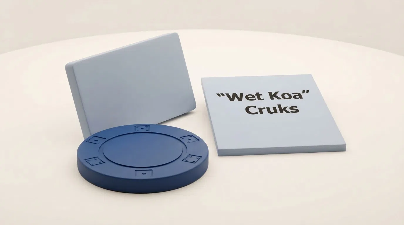 Het logo van de Kansspelautoriteit naast een gestileerd schild met de tekst “Cruks” en “Wet Koa”