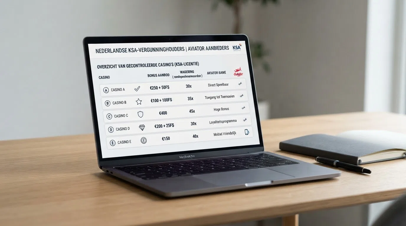 Een overzicht van casino-logo's van de besproken KSA-vergunde operators op een rij